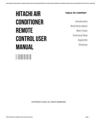 York Air Conditioner Remote Control User Manual